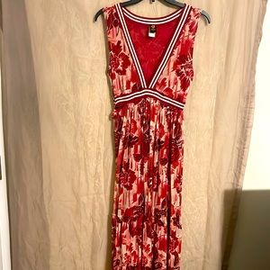 Jean-Paul Gauthier Red Floral Mesh Maxi Dress.